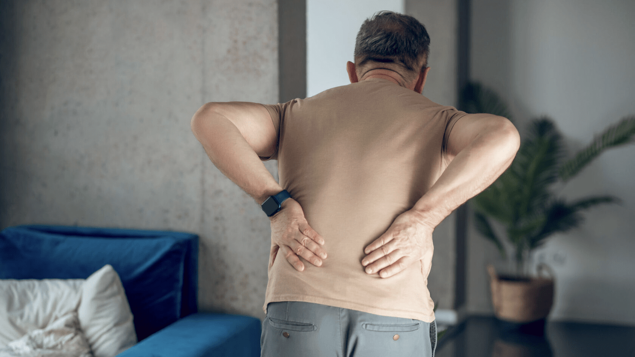 Back pain in lumbar area in men